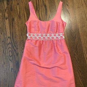 EUC VINEYARD VINES pink silk dress with white 0